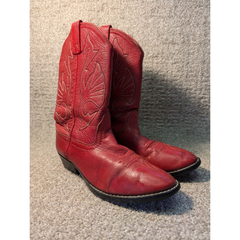 Acme Boots Womens 3.5 D  Style AC Western Cowgirl Red Leather Vintage